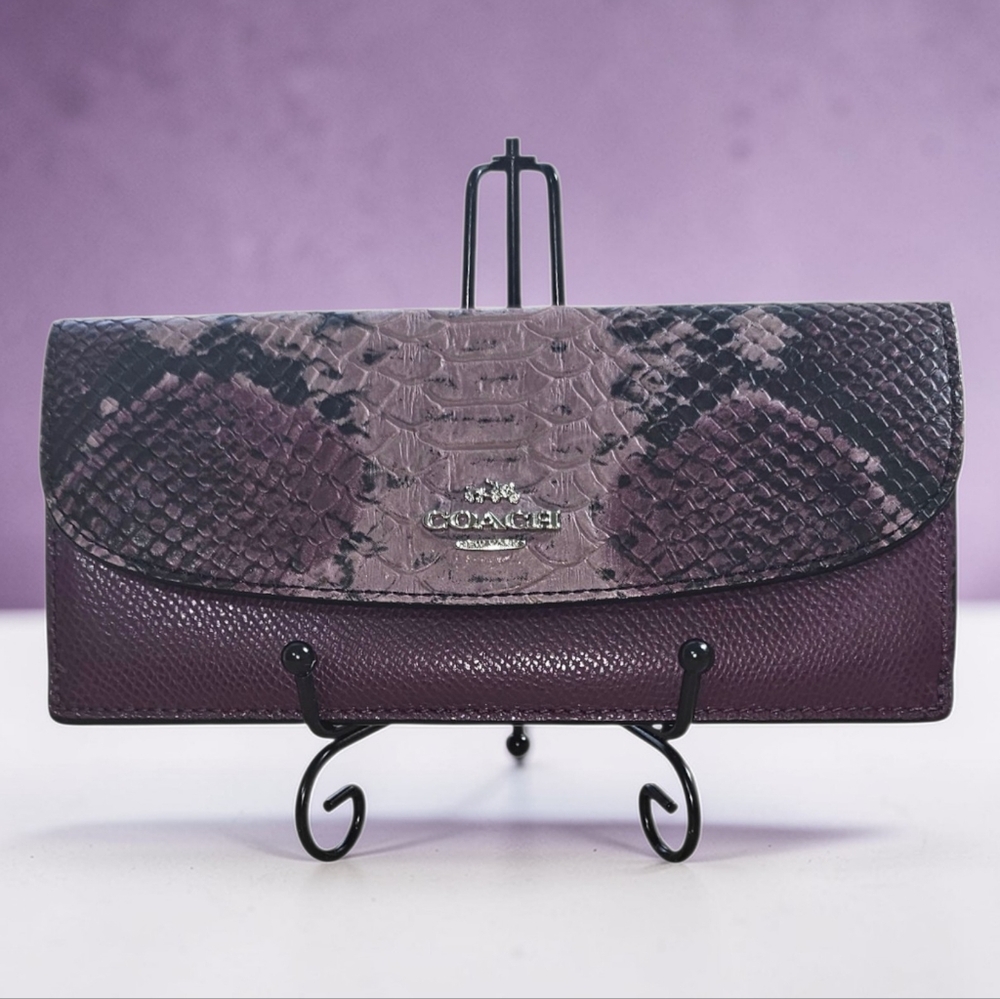 Coach Python Embossed Leather Continental Long Wa… - image 8